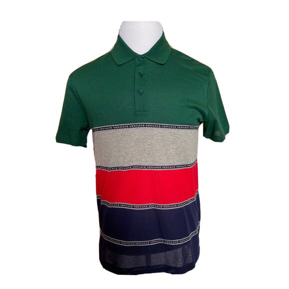 Versace Other - NWT $650 Versace Blue Striped Tailor Fit Cotton Polo Shirt Medium A84992